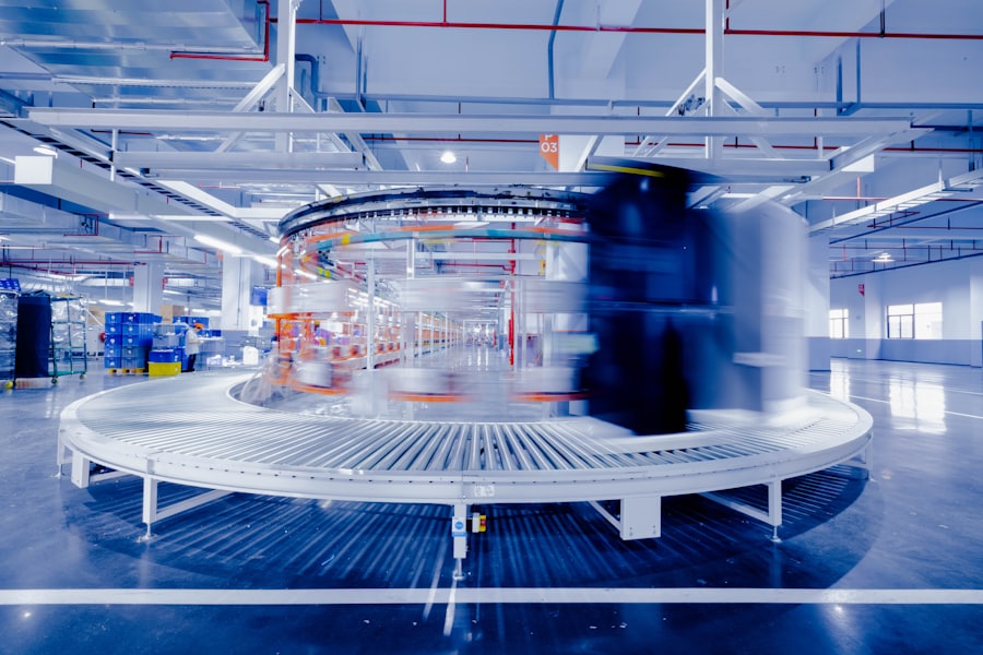 Automated handling line moving finished goods through a plant